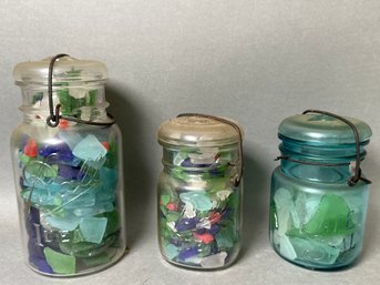 Sea Glass In Ball & Safe Seal Jars