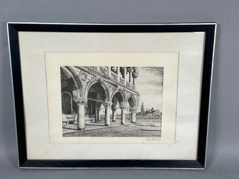 Dodges Palace San Giorgio Maggiore Print On Silk, Pencil Signed