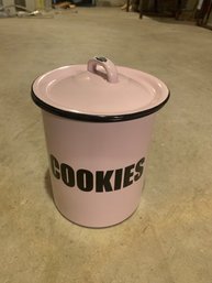 Pink Cookie Jar Container 9inx6.5in