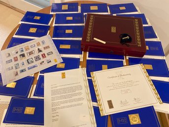 WOW Complete Israel Postal Authority 24k Gold Over .999 Silver Minted 25 Stamp Collection Full Presentation