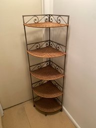 Wicker And Iron Corner Shelving 13x54x13 Solid Handy And Handsome