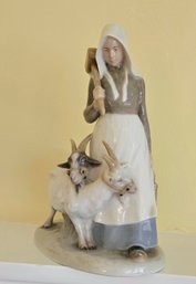 Vintage Royal Copenhagen Denmark Porcelain Figurine #694 Woman With Goats