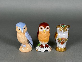 Vintage Franklin Mint Owl Figures