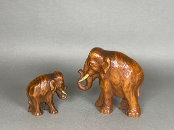 Vintage Syroco Wooden Elephants