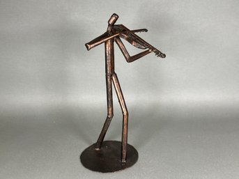 Tall Metal Violin Player Figure