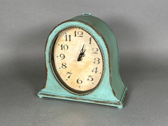 Pretty Turquoise Metal Mantle Clock