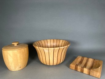 Large Wooden Dansk Salad Bowl & More