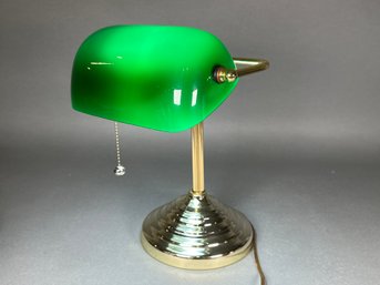 Bankers Lamp With Green Glass Shade