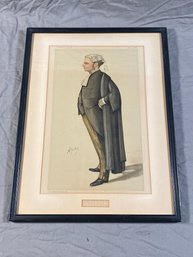 Antique Vanity Fair Print 1888 Hard Head 12x16.5 Vincent Brooks Litho Matted Frames Behind Glass