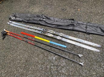 Cross Country Skis Fisher SCS Skating Austrian 73in Amd Swix Cross Composite Poles 62in And Travel Bag