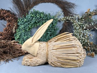 Wooden Corn Husk Rabbit Decor