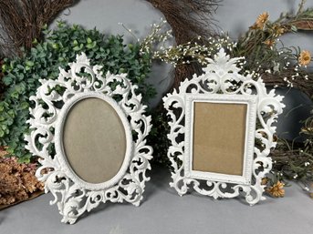 Vintage White Painted Metal Picture Frames