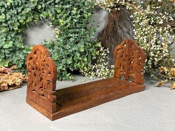 Vintage Wood Carved Bookend Holder