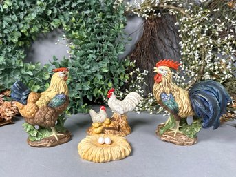 Vintage Lefton Ceramic Roosters