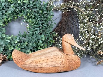 Beautiful Wood Carved Duck Decor