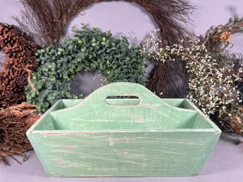 Green Painted Wooden Tote