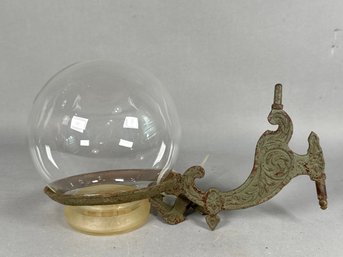 Vintage Metal Wall Sconce With Globe