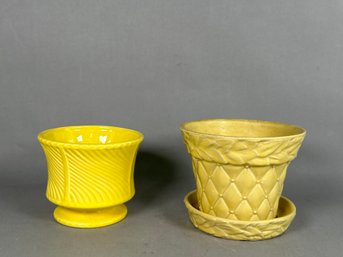 Vintage Yellow McCoy & Floraline Flower Pots