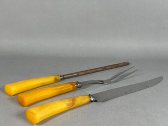 Vintage Three Piece Bakelite Carving Set