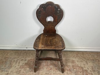 Beautiful Vintage Solid Oak Wood Carved Chair