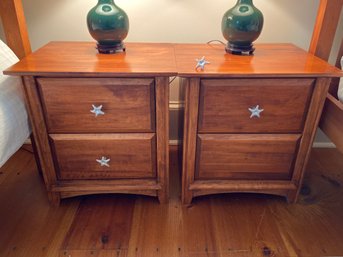 Pair Of Modern Wood Nightstands Silver Star Hardware