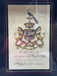 Vintage Coat Of Arms Harcourt Family Crest Framed Wall Hanging - 1980s Era