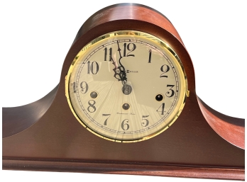 Herman Miller Mantle Clock With Mahogany Finish Wood Trim & Arabic Dial