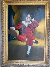 Reproduction Vintage French Inspired Portrait Painting Of A Seated Child