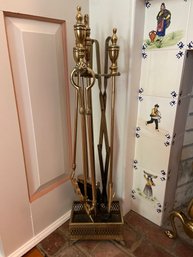 Brass Fireplace Tools And Holder