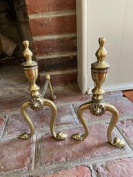 Antique Victorian Brass Fire Dogs