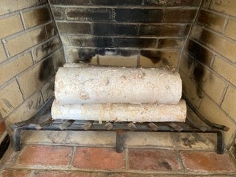 Iron Fireplace Grate With Birch Logs