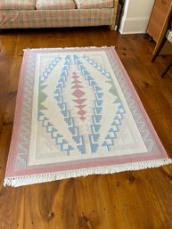 Hand Woven Wool Rug Kilim Oushak Bohemian Carpet