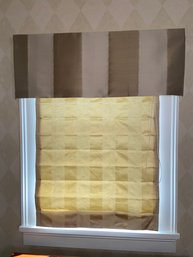 1 Silk Beige And Tan Valance And Roman Shade Curtain Window Treatment