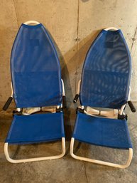 Pair Of The Ant By M Le Company Adjustable Beach Lawn Chairs Converts To Cart