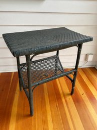 Green Wicker Side Table With Magazine Rack