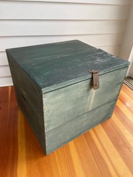 Vintage Green Wood Storage Box