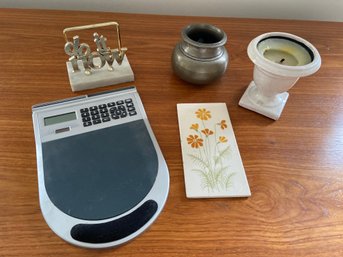 Saime Sassuolo-maranello Italy Floral Tile, Combo Calculator Mouse Pad, Letter Holder, Solid Brass Vase Bowl