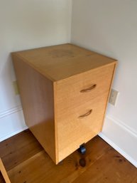 Two Drawer Rolling File Cabinet Wood Veneer