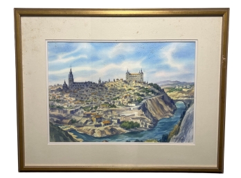 Beautiful Framed Original Watercolor Painting By Toledo, Ohio Artist Walter Chapman (1912-2015) 'spain'