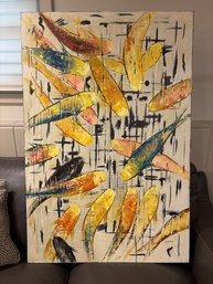 Large Original Painting On Canvas Of Good- Sized & Colorful Koi Fish.      Den