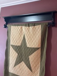 Wall Mount Quilt Rack And Pretty Star Quilt In Grey/cream