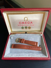 Omega Red Box And Tan Leather Watch Bands