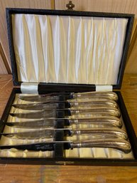 Stainless Steel Steak Knives Made In Sheffield England With Knife Box Holder