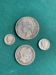 Silver Pieces 1922 Peace Dollar 1908 Quarter 1940 And 1915? Dimes