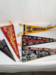 Mid Century California Tourist Pennants Lot Of 5