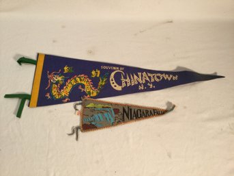 Mid Century New York Pennants Chinatown And Niagara Falla