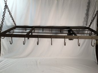 Incredible Antique Hand Wrought Iron Pot Rack