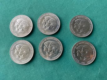 Medals The Prince Of Wales Charles And Lady Diana Spencer 6 Wedding Coins