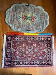 3 Wool Door Mat Rugs: 2 Dash & Albert Red Roses And Oriental Red And Black Hand Knotted Hooked Rug