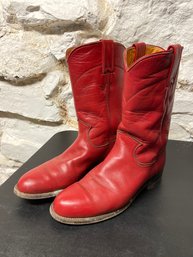 Justin Red Leather Cowgirl Boots Size 6